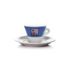 Tazza da cappuccino con piattino decoro color Azzurro