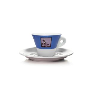 Tazza da cappuccino con piattino decoro color Azzurro