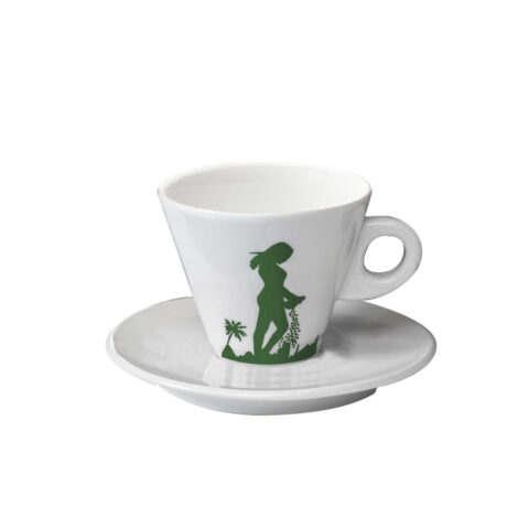 Cappuccino Cup and Saucer "Seminatrice" Green