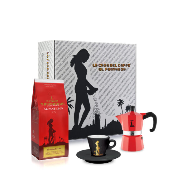 GIFT BOX<br/>MOKA 1 TZ, COFFEE CUP AND REGINA DEI CAFFE'250 GR.